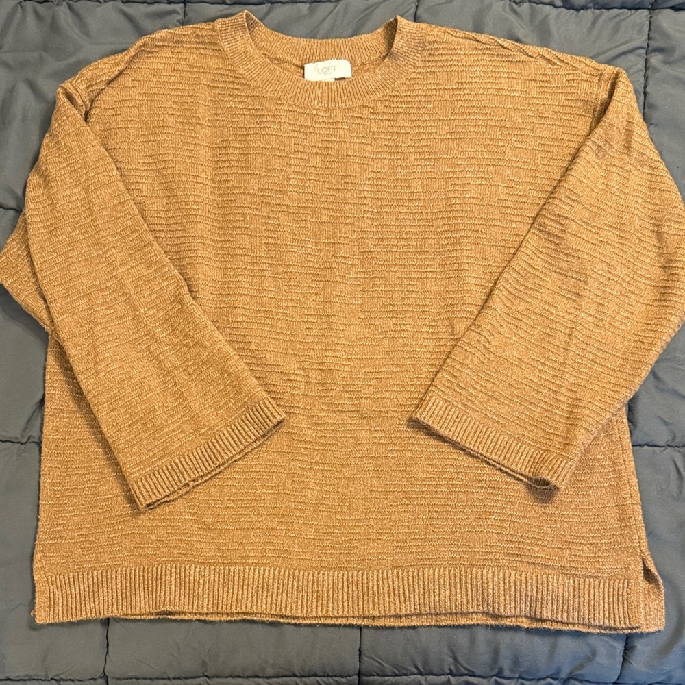 LOFT Women's Crewneck Sweater in Tan